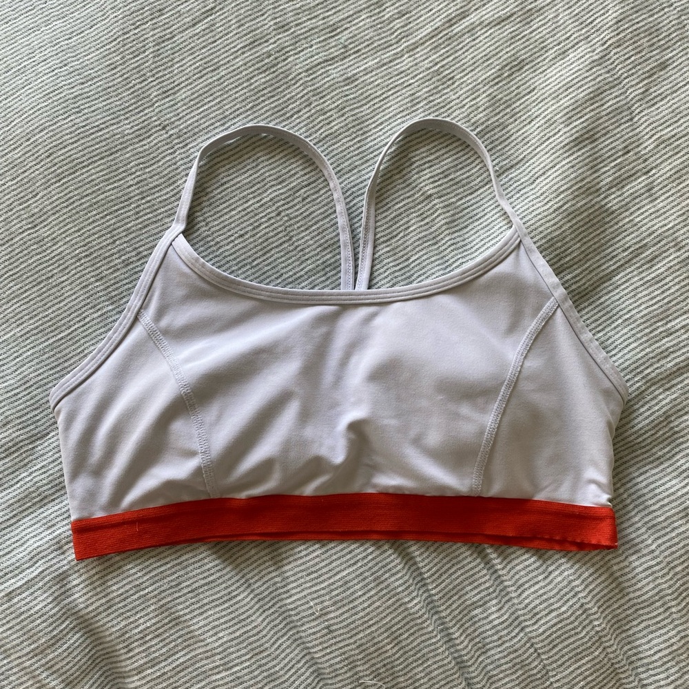 White and Orange Sports Bra